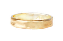 Alternative hand sculpted gold wedding band, organic texture