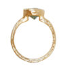 Oval teal sapphire organic gold ring, side view