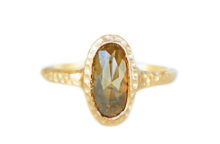 oval cognac diamond solitaire ring