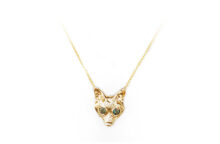 animal spirit fox sapphire eyes gold necklace