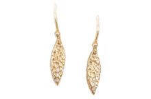 golden leaves earrings with diamonds