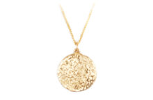 hammered gold disk medallion necklace