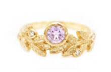 pink sapphire gold ring with diamonds