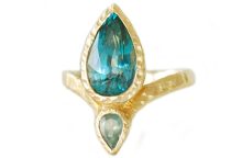 custom toi et moi pear alexandrite and zircon ring